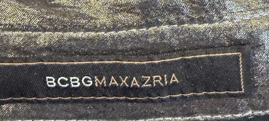 BCBGMAXAZRIA Gunmetal Metallic Shirt Dress XS Tie Waist Button Front Pocket Mini