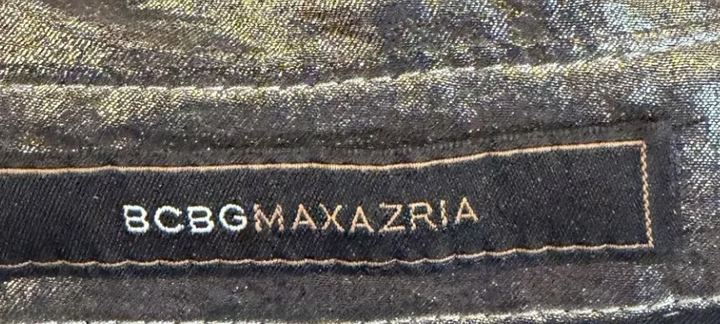 BCBGMAXAZRIA Gunmetal Metallic Shirt Dress XS Tie Waist Button Front Pocket Mini