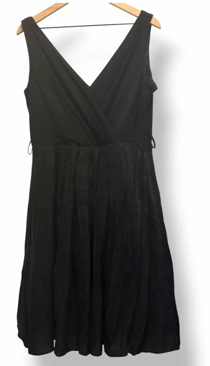 Evan-Picone Black Fit &amp; Flare Dress Sz 14 Sleeveless Taffeta Cocktail Wedding