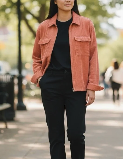 Urban Outfitters Corduroy Jacket Peach Pink Y2K Utility Zip Up Medium Festival