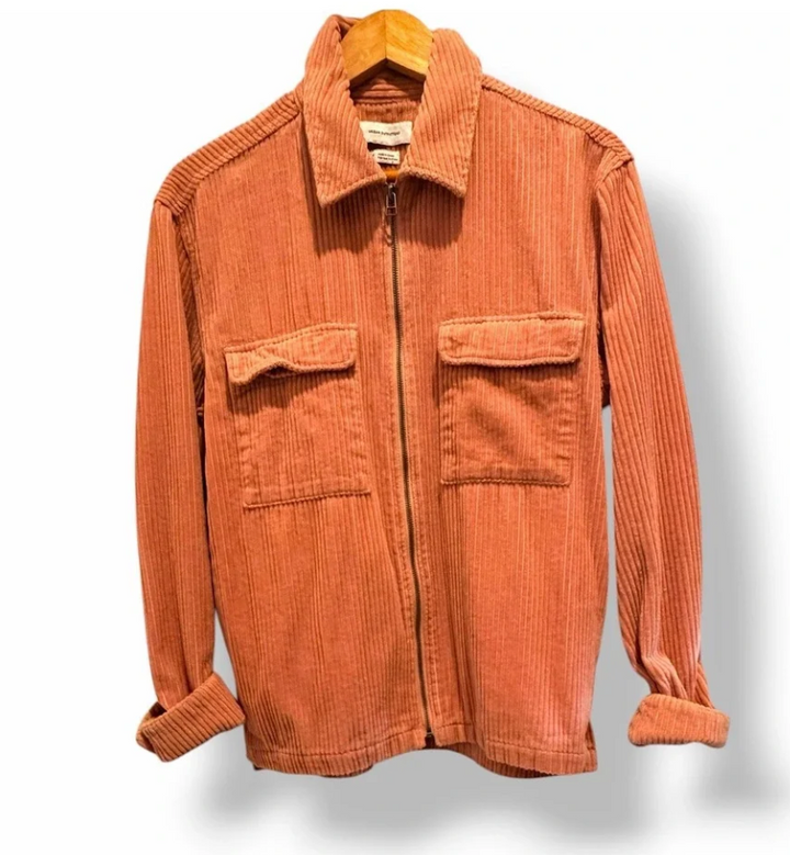 Urban Outfitters Corduroy Jacket Peach Pink Y2K Utility Zip Up Medium Festival