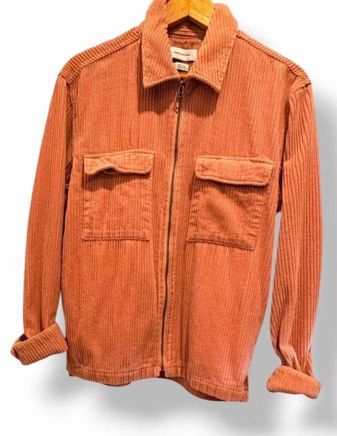Urban Outfitters Corduroy Jacket Peach Pink Y2K Utility Zip Up Medium Festival