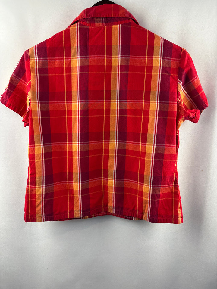 Women’s Northern Reflections Medium Red &amp; Orange Plaid Button Up