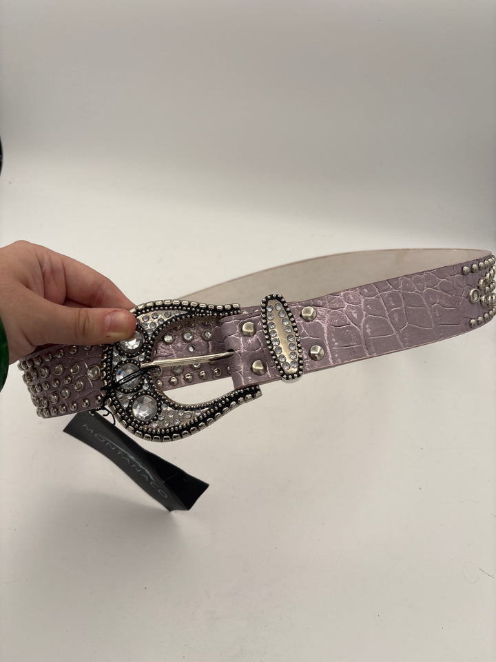 Women’s MontanaCo Small Pale Pink Western Bedazzled Belt
