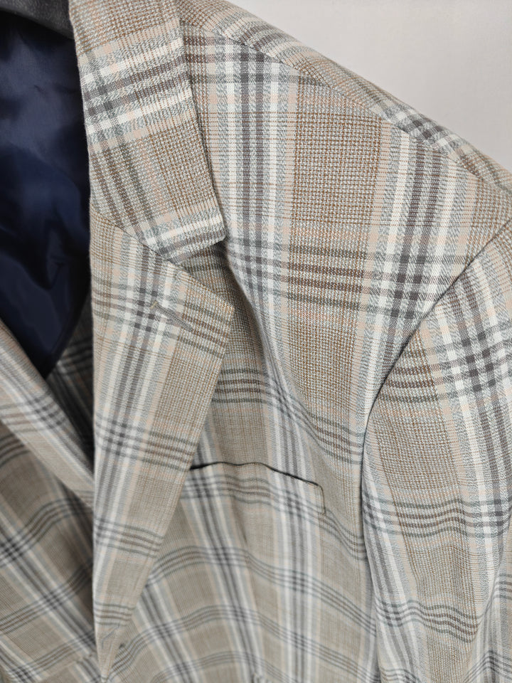 Men’s Tasso Elba Blazer Tan Plaid XL