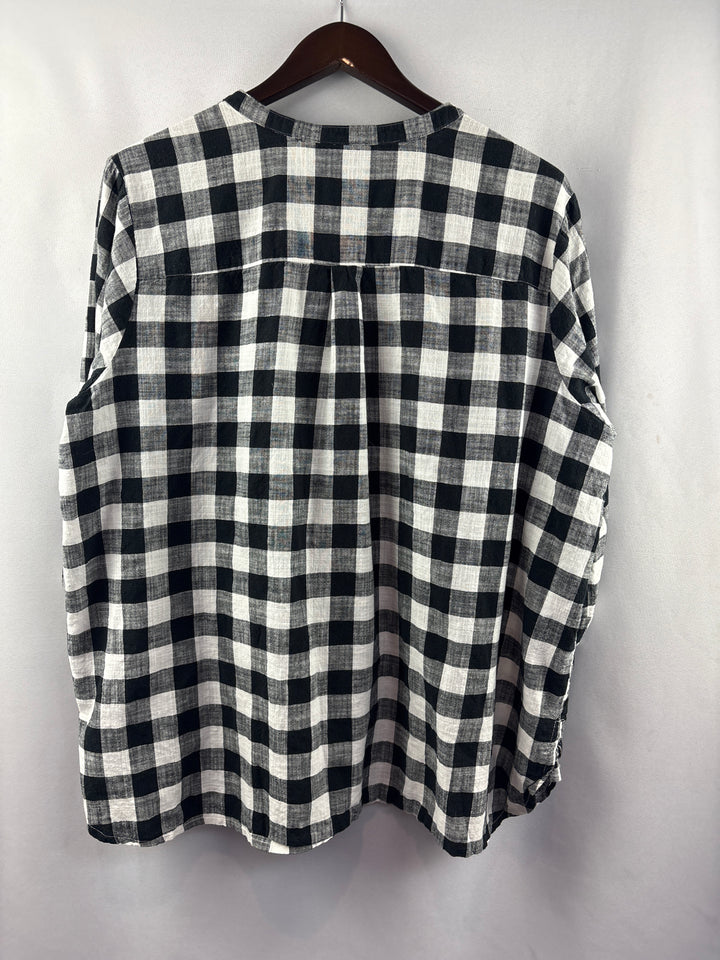 Women’s Joan Rivers Size 2X Black &amp; White Gingham Blouse