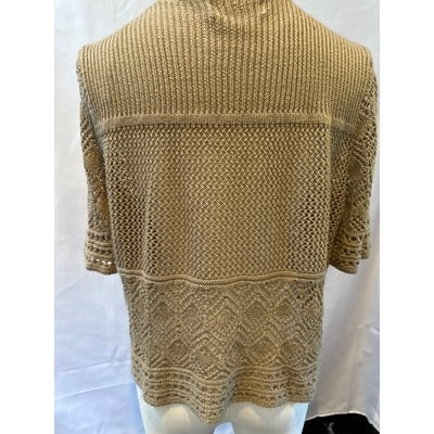 Carolyn Taylor Cropped Cardigan Sweater Camel Brown Size L