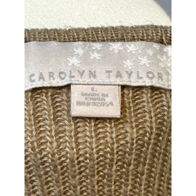 Carolyn Taylor Cropped Cardigan Sweater Camel Brown Size L