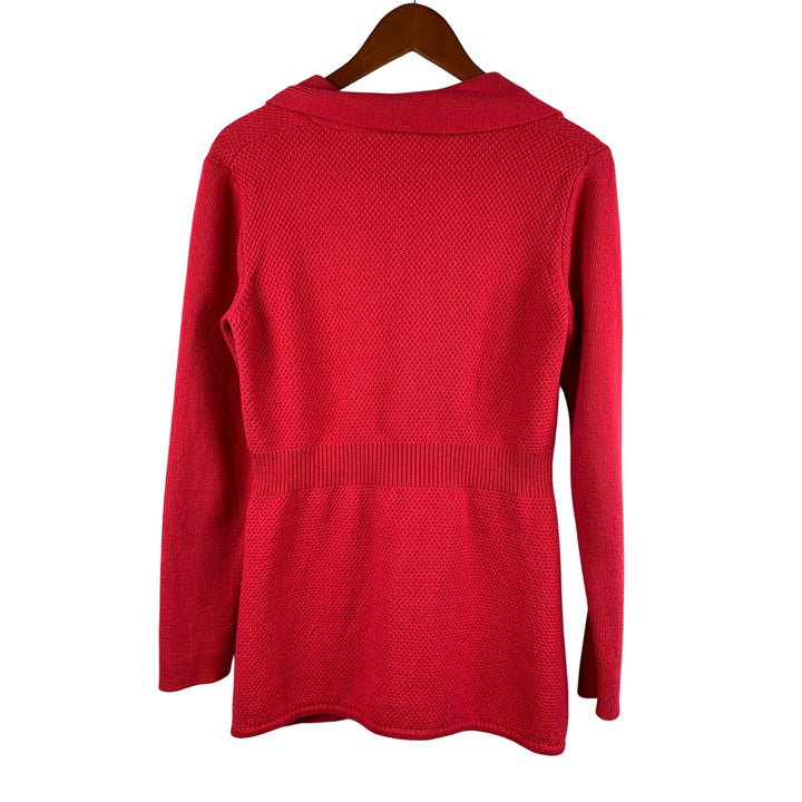 Liz Claiborne Red Knit Cardigan Sweater S Button Front