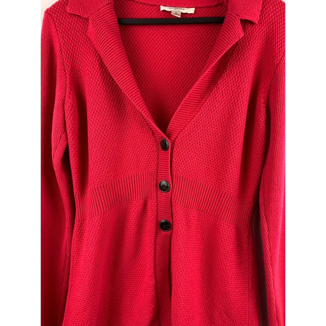 Liz Claiborne Red Knit Cardigan Sweater S Button Front