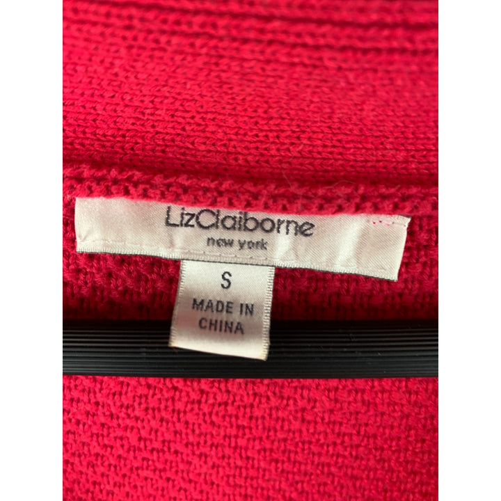 Liz Claiborne Red Knit Cardigan Sweater S Button Front
