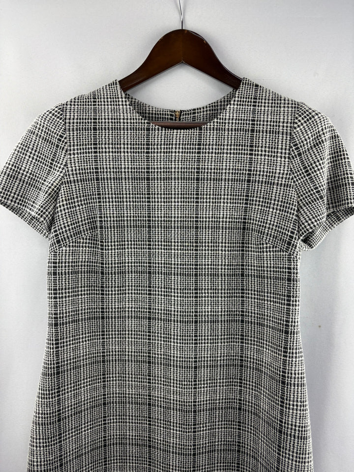 Women’s Calvin Klein Size 10 White & Black Plaid Midi Dress