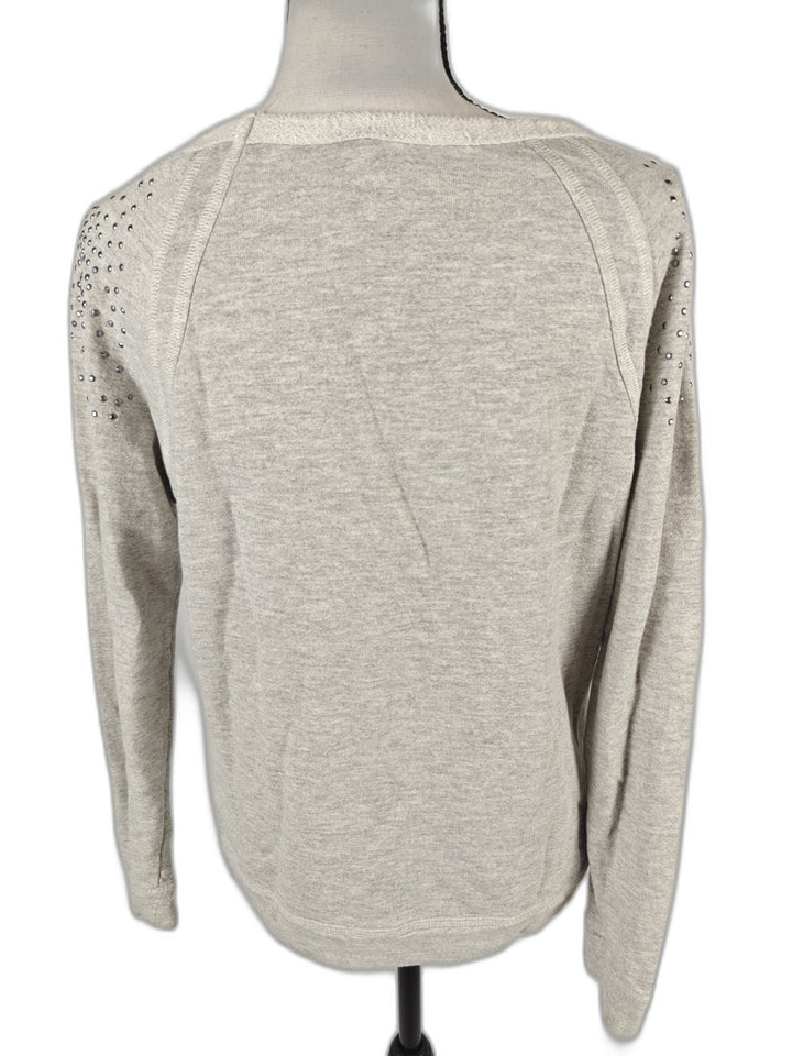 Women’s AQUA Sweatshirt Gray Rhinestone Studded Shoulder Size Medium