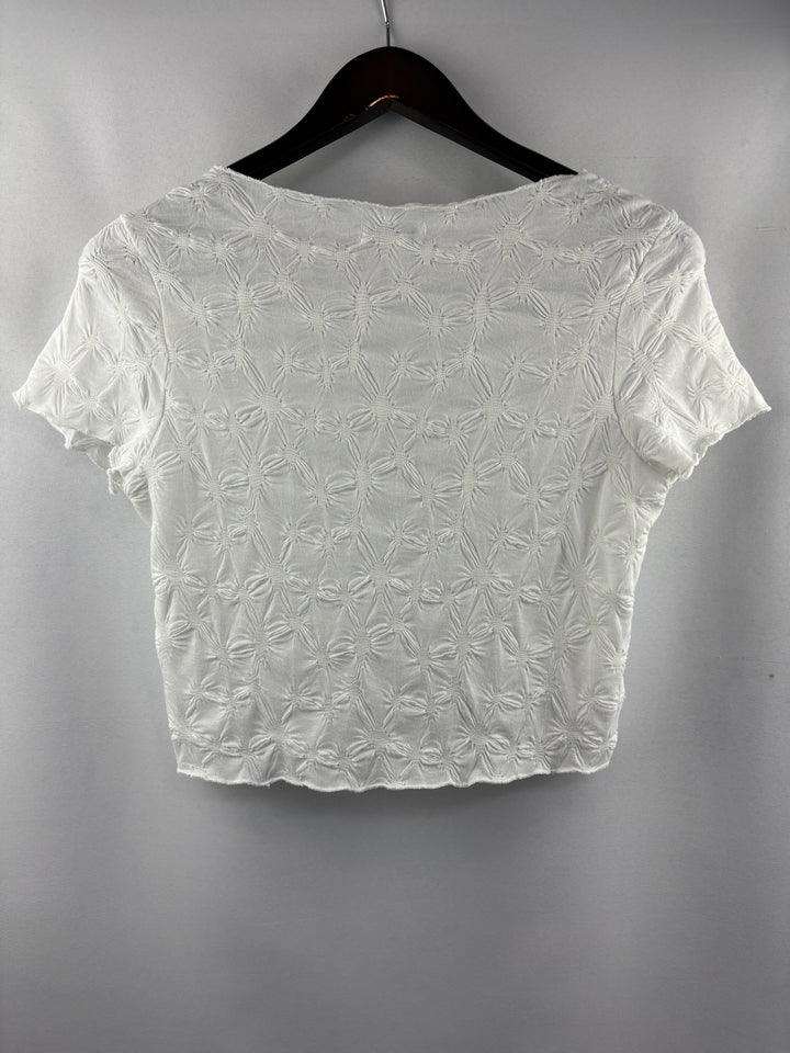 Women’s TopShop Size 8-10 White Ruched Crop Top