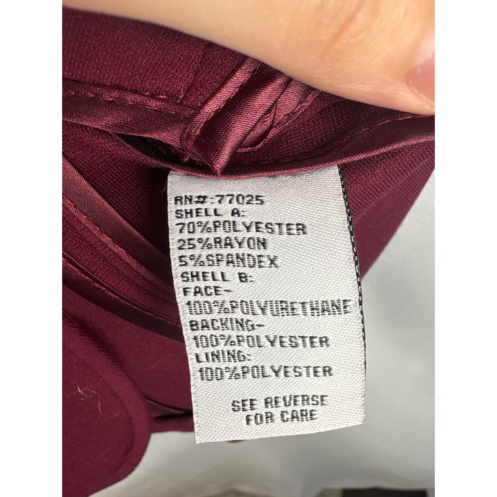 G By Giuliana Rancic Burgundy Blazer With Faux Leather Lapel & Pockets  XXS  Polyester Rayon & Spandex