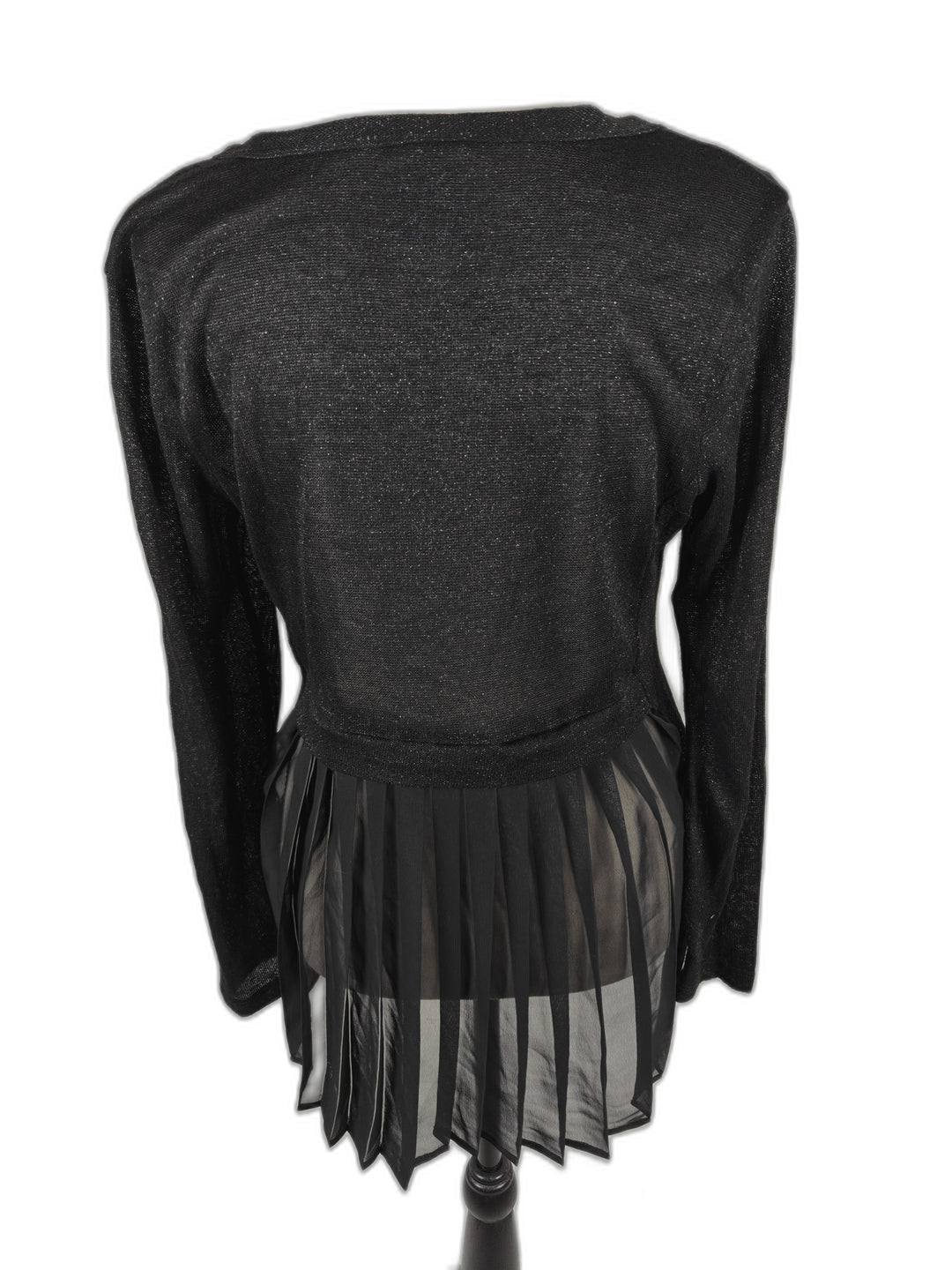 Women’s H.I.P. Cardigan Black Shimmer Pleated Back Size Medium