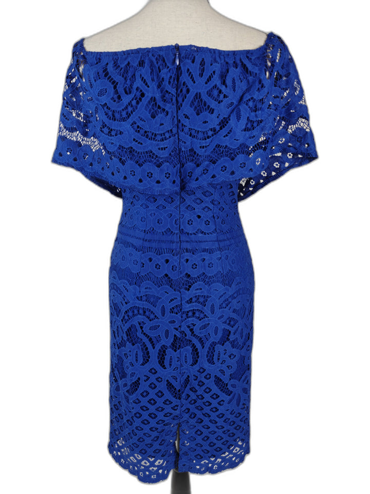 Women’s Sharagano Petite Lace Sheath Dress Cobalt Blue Size 4P