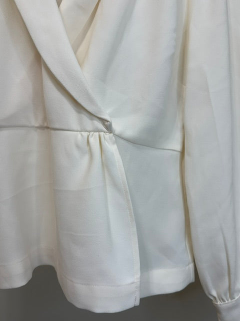 J.Crew Faux Wrap Blouse Ivory Long Sleeve Top Size 12 NWT