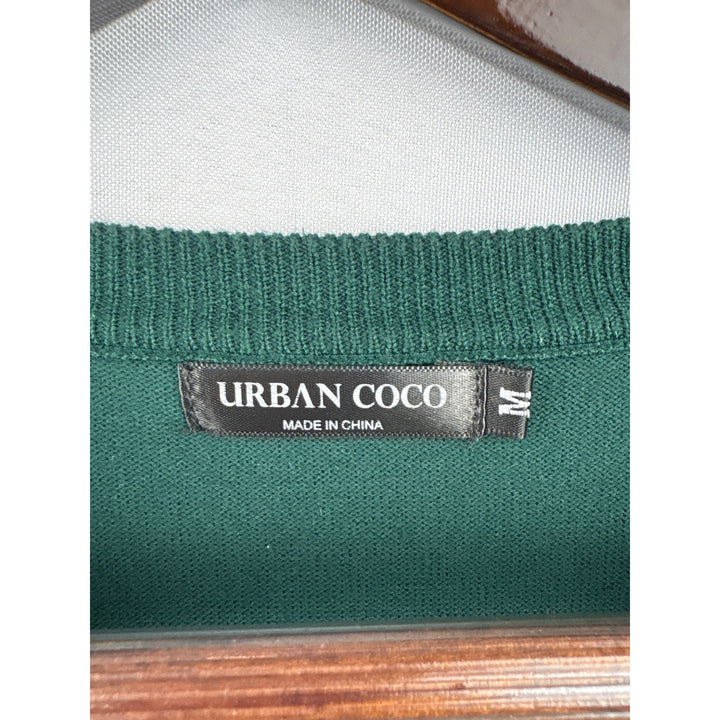 Women’s Urban CoCo Medium Dark Green Cropped Cardigan with Three Quarter Length Sleeves