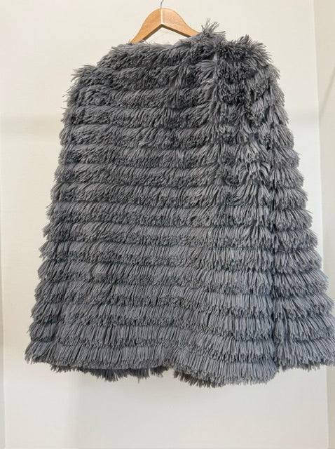 Glitzy Girlz Light Gray Statement Fuzzy Jacket Sz1X