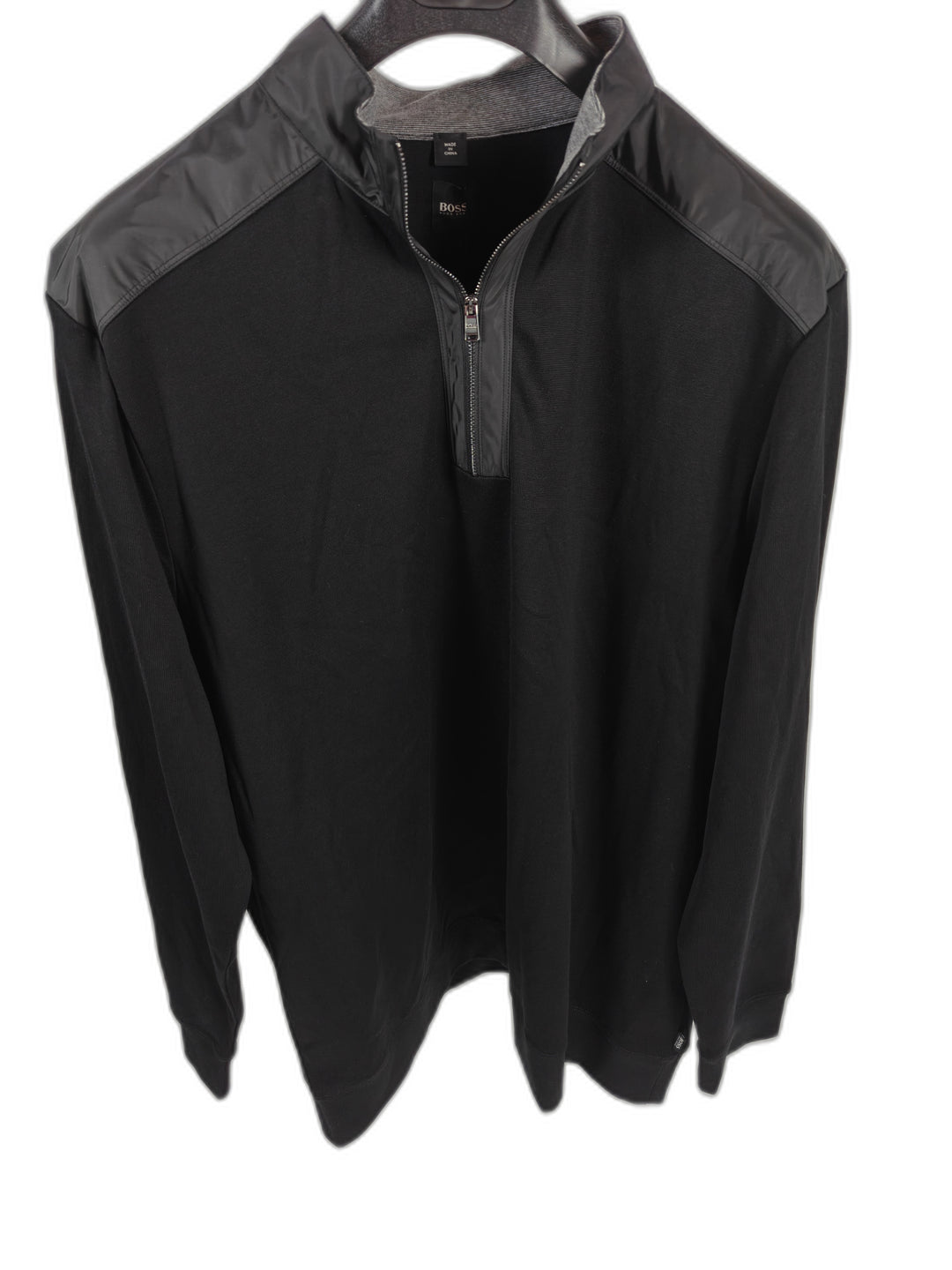 Mens Hugo Boss B-Sidney Quarter Zip Pullover Black 3XL