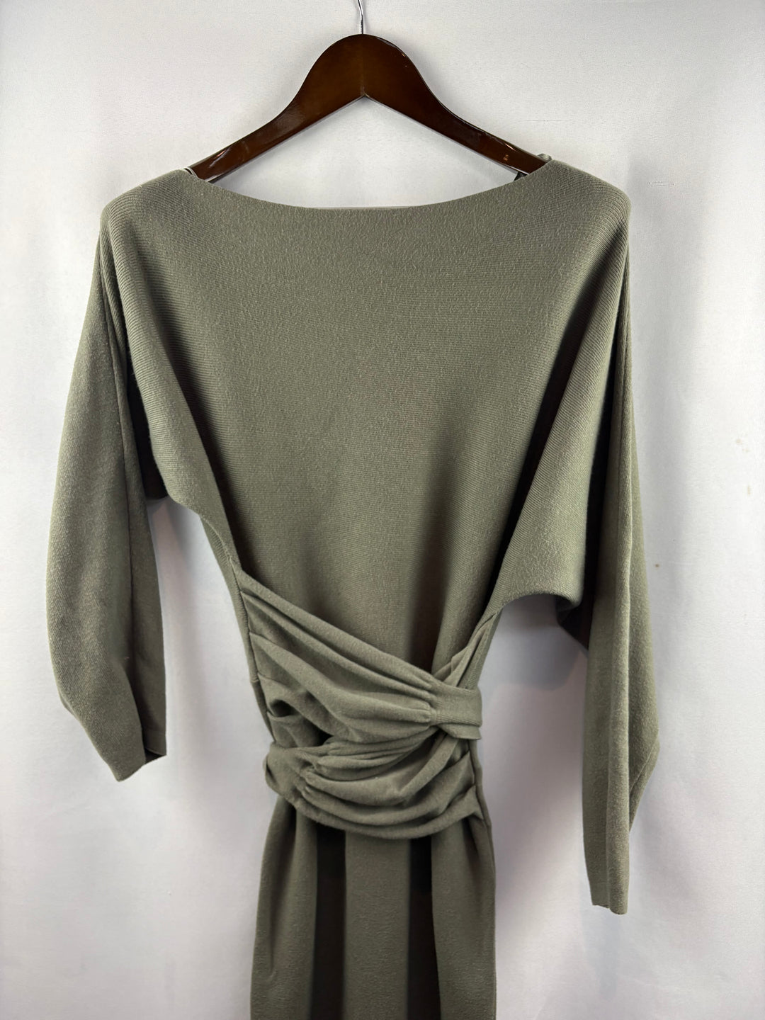 Women’s Mable Medium Olive Green Midi Tie Dress
