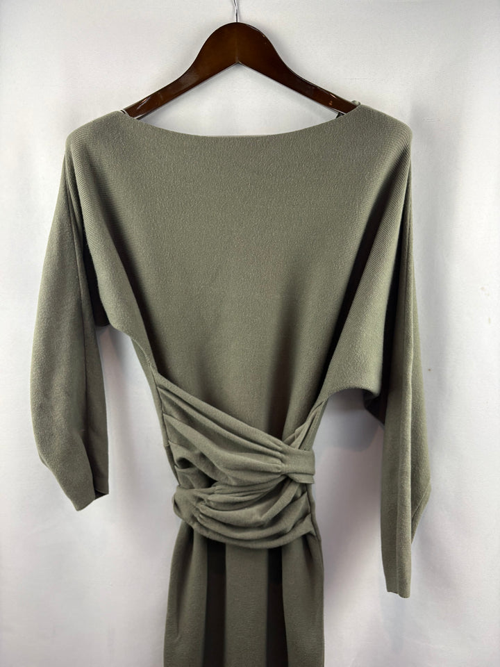 Women’s Mable Medium Olive Green Midi Tie Dress