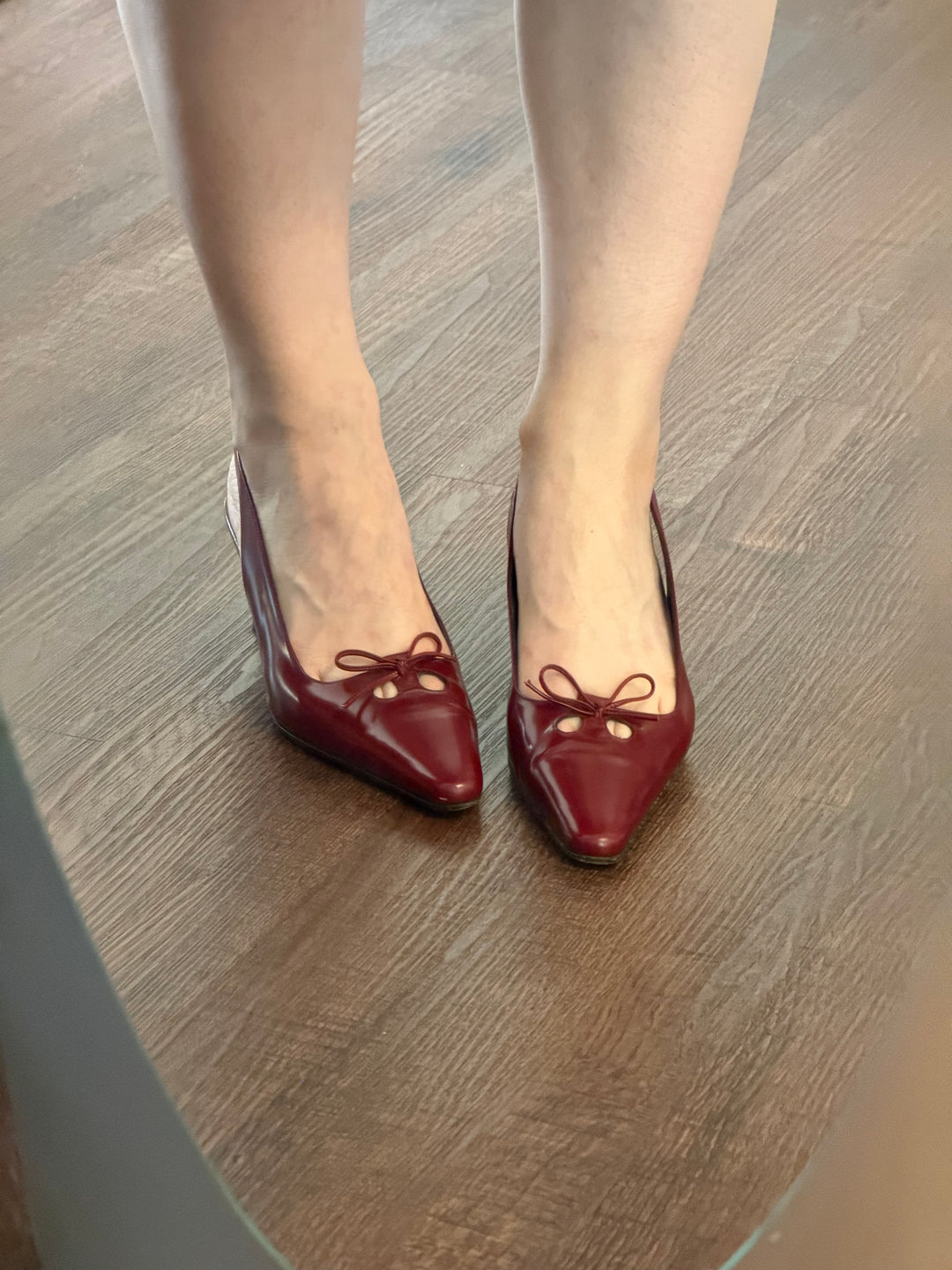 Vintage Via Spiga Red Leather Bow Slingback Heels Size 8