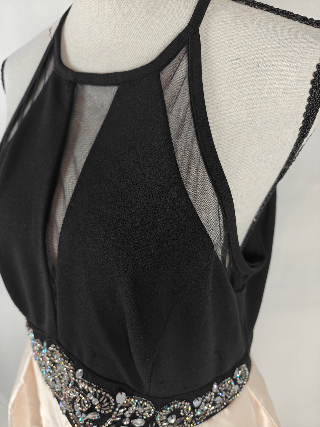 Girls Nights Formal Dress Black Ivory Embellished High Low Size 13/14