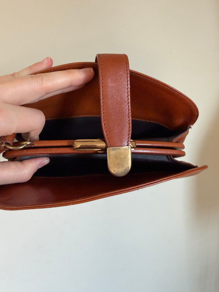 Giorgio Armani Vintage Brown Leather Wristlet / Clutch