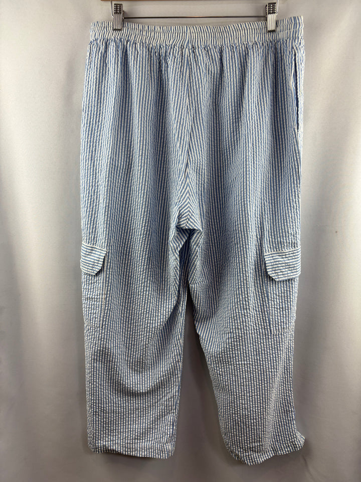 Women’s Silhouettes XL Blue & White Striped Cargo Lounge Pants