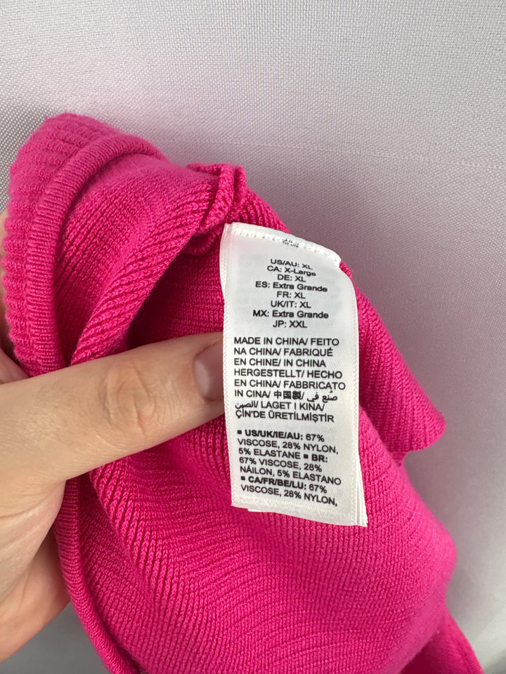 Women’s The Drop XL Hot Pink Ribbed Bandeau Top