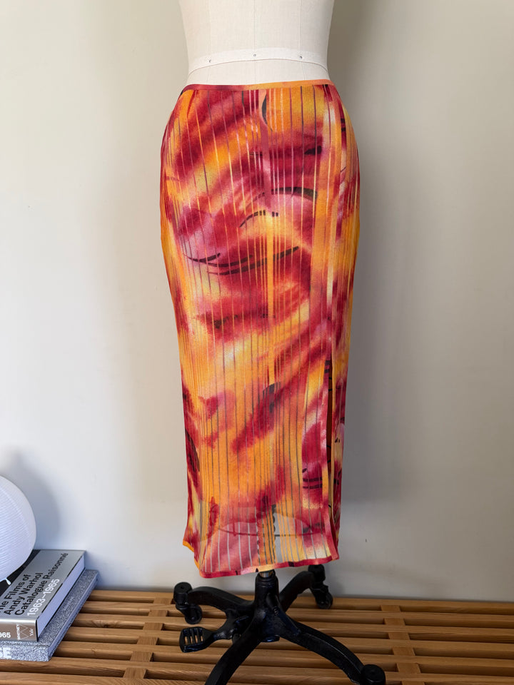 Christian Dior by John Galliano Abstract Print Knit Midi Skirt
