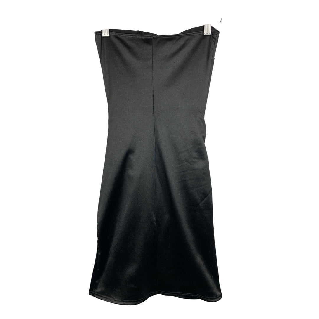 Windsor Black Satin Ruched Strapless Dress XS