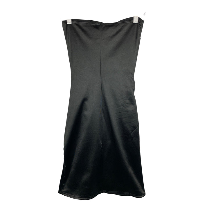 Windsor Black Satin Ruched Strapless Dress XS
