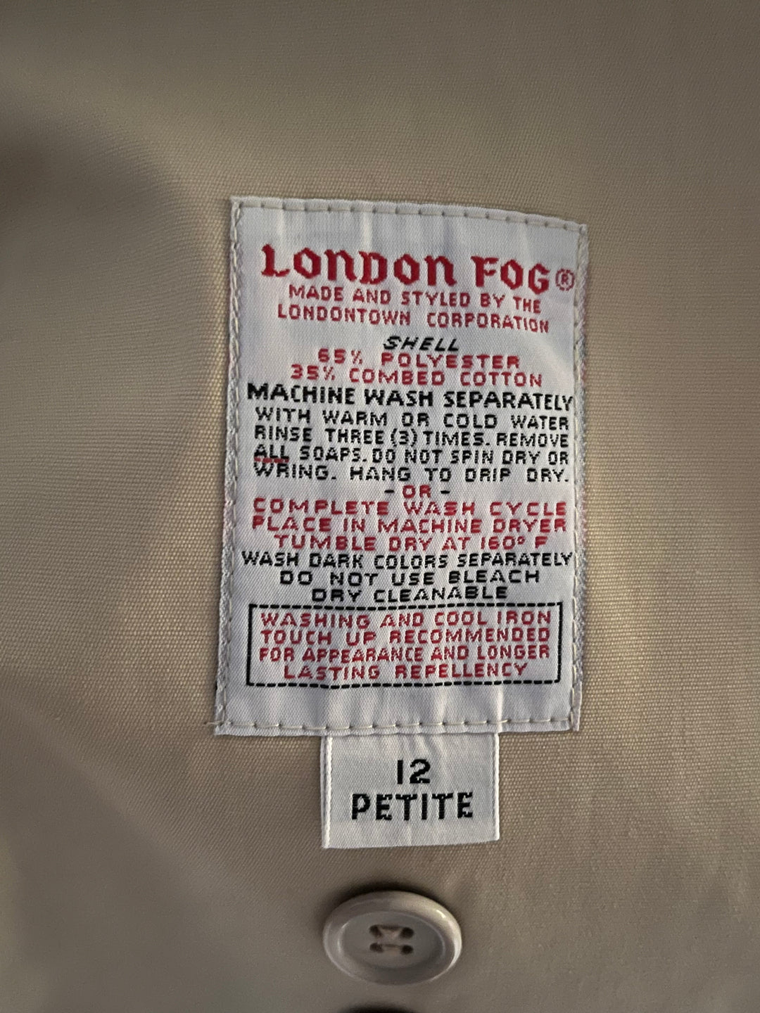 Vintage Women's London Fog Khaki Trench Coat Size 12