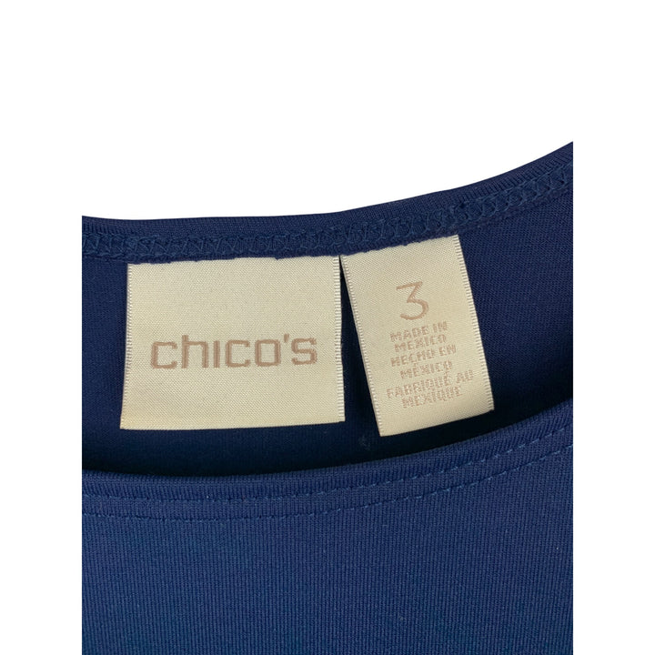 Chicos Navy Blue Sleeveless Tank Top Size 3 Polyester Blend Womens