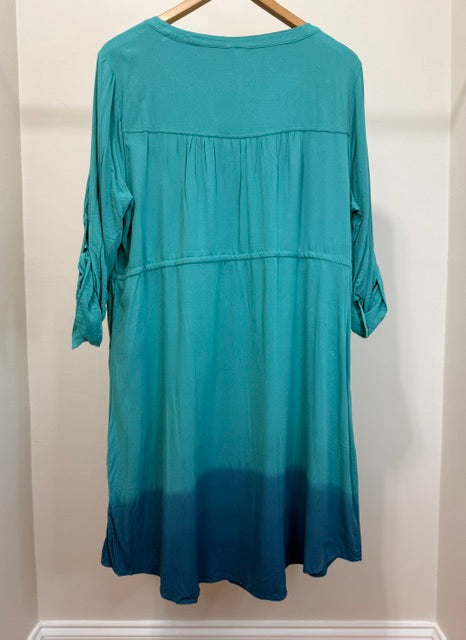 Torrid Green Blue Chambray Zip‑Front Shirt Dress – Size 1X (14–16) – NWT