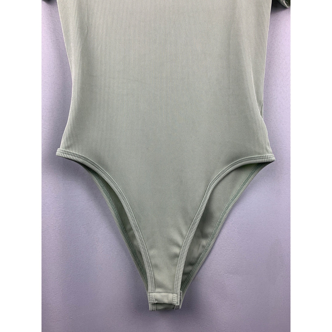 Women’s NWT Katch Me Green Sage Ribbed Bodysuit Size S/M