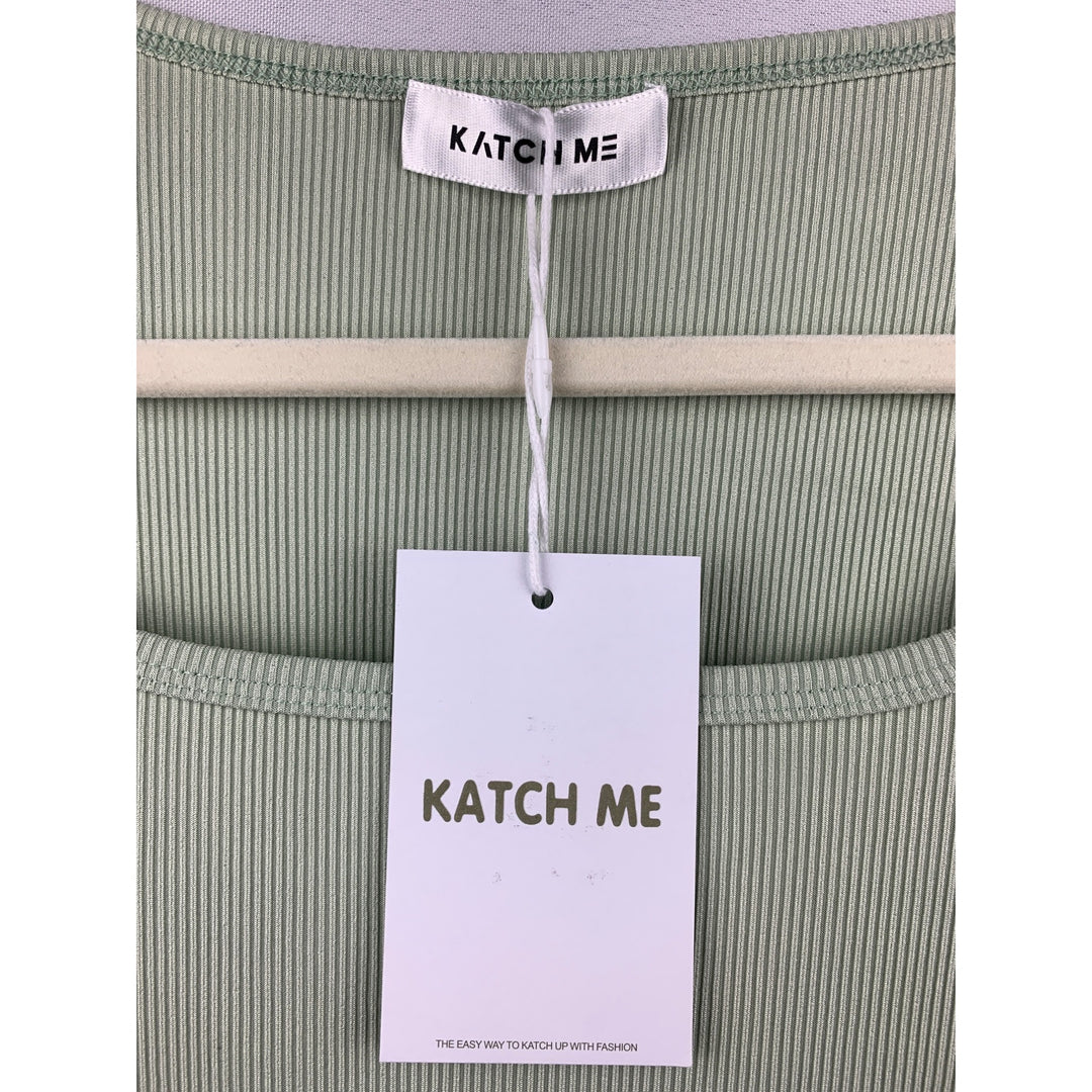 Women’s NWT Katch Me Green Sage Ribbed Bodysuit Size S/M