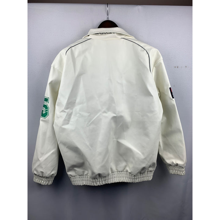 Women’s Mepintang White Leather Sports Jacket Size L