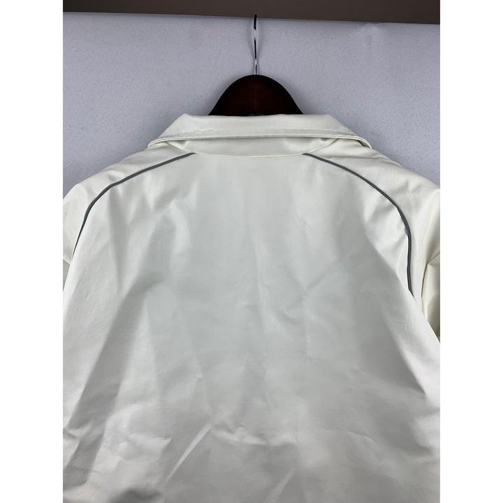 Women’s Mepintang White Leather Sports Jacket Size L
