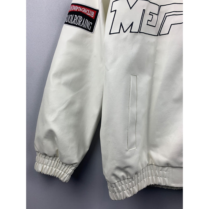 Women’s Mepintang White Leather Sports Jacket Size L