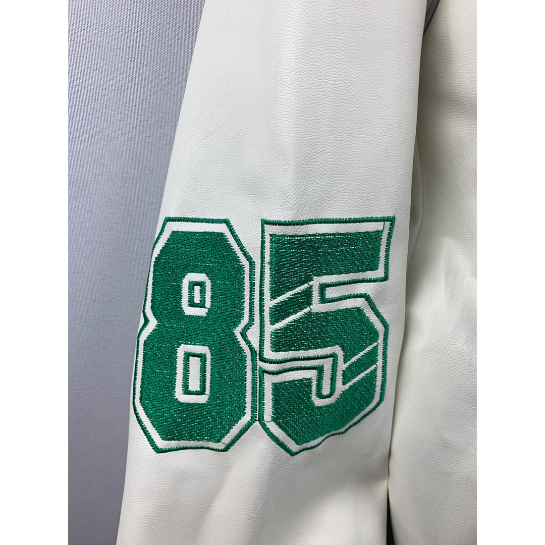 Women’s Mepintang White Leather Sports Jacket Size L
