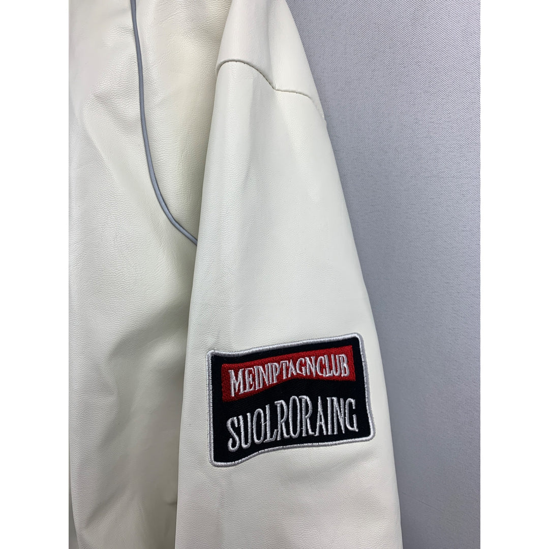 Women’s Mepintang White Leather Sports Jacket Size L