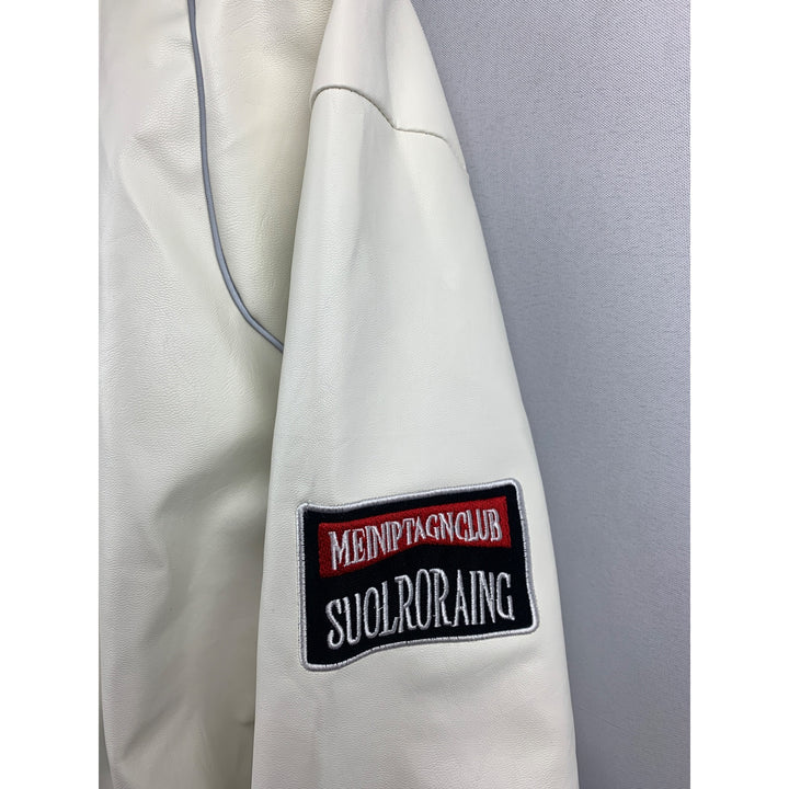Women’s Mepintang White Leather Sports Jacket Size L