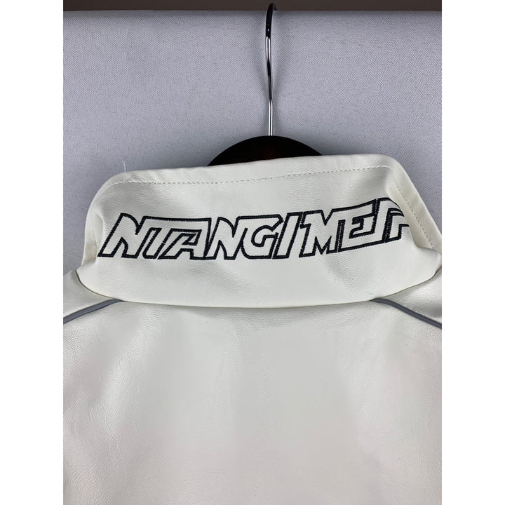 Women’s Mepintang White Leather Sports Jacket Size L