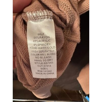She + Sky Long Sleeve Turtleneck Bodysuit Size L In Taupe