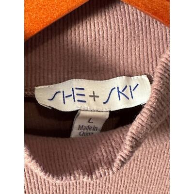 She + Sky Long Sleeve Turtleneck Bodysuit Size L In Taupe