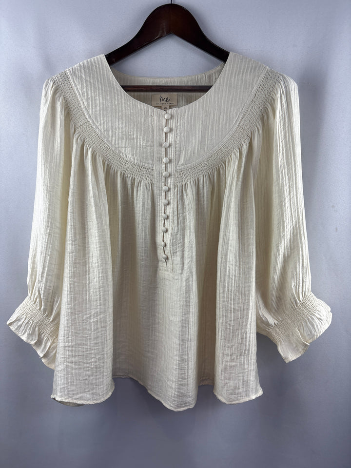 Women’s Me by Jennie Garth Size 1X Cream Half Sleeve Blouse